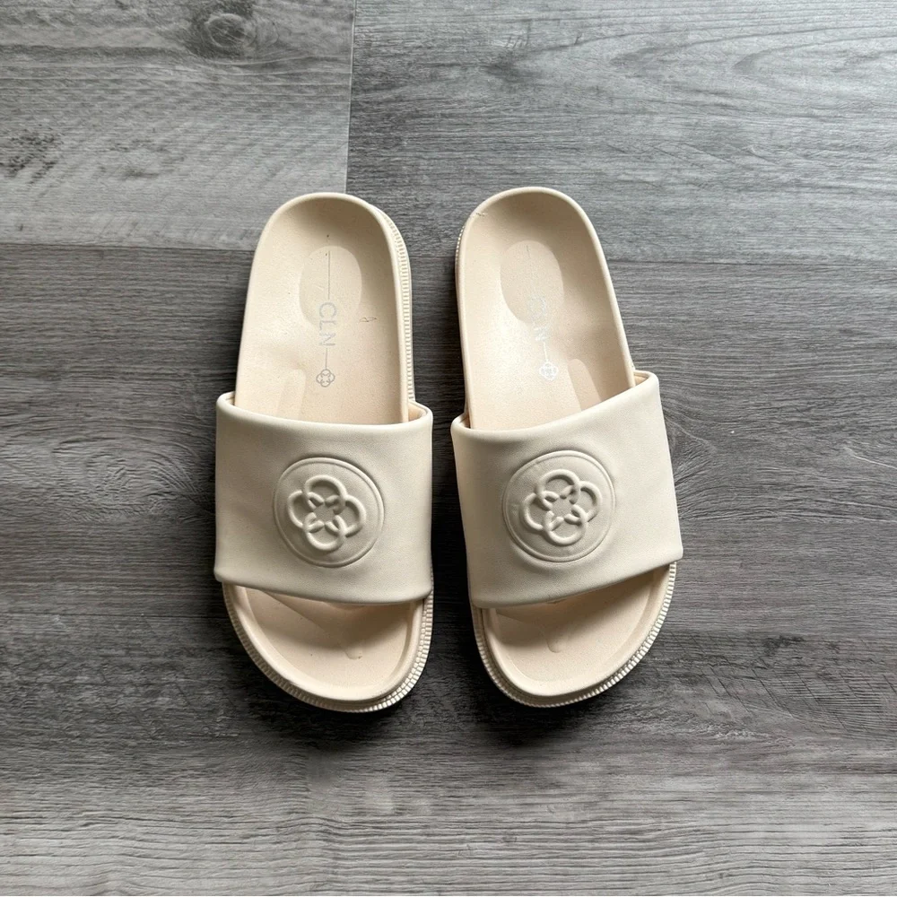 Cream Slide Sandals - Picture 1 of 3